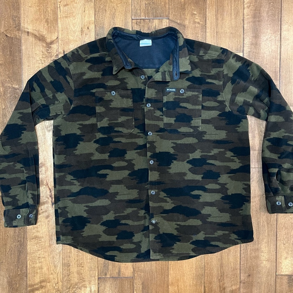 Columbia Camo Heavyweight Flannel Button Down Shirt - XXL